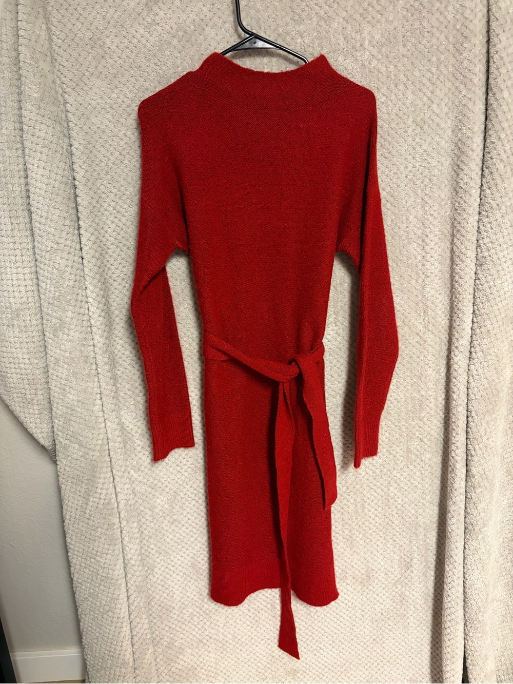 a new day Red Long Sleeve Tie-Waist Knit Dress